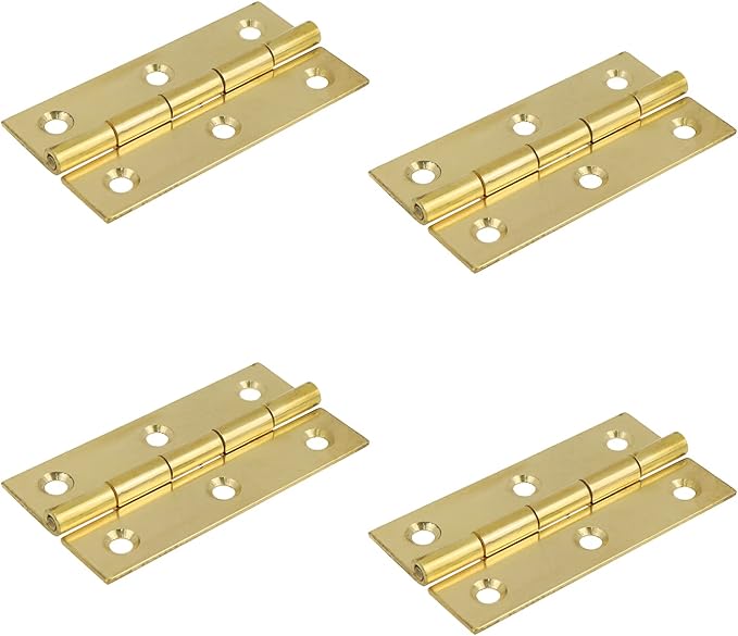 3 Inch Solid Brass Butt Hinges 4Pcs, Narrow Cabinet Door Hinges with Screws for Furniture, Cupboard, Closet, Dresser, Wooden Box, Jewelry Box