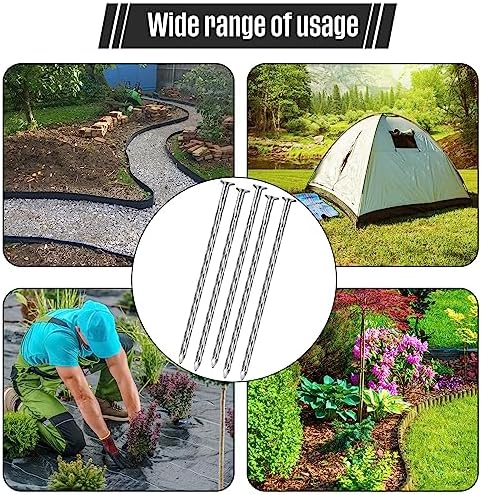 Nuenen 500 Pack 6 Inch Spiral Metal Landscape Spikes Artificial Turf Stakes Galvanized Grass Nails Heavy Duty Landscape Edging Anchoring Spikes for Artificial Turf Weed Barriers Paver Carpentry Tent