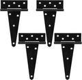 HILLMASTER 8 Inch T-Strap Heavy Duty Shed Door Hinges Gate Strap Hinges Black Tee Hinge Wrought Hardware for Wooden Fences,Yard,Barn Door,Rustproof (4 Pack)