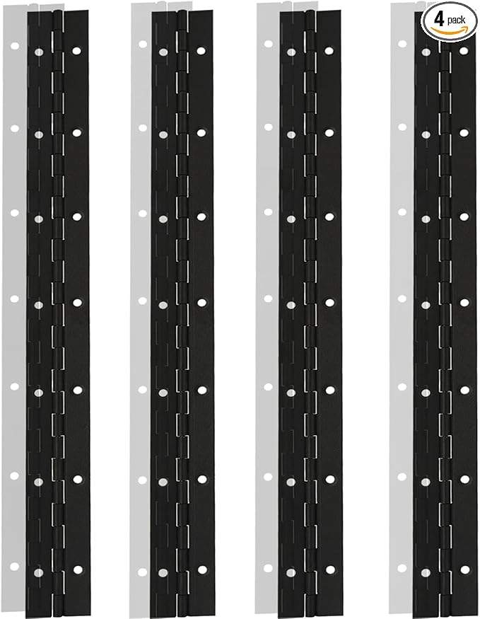 4Pcs 16Inch Continuous & Piano Hinges,1.2" Open Width 304 Stainless Steel Continuous Hinge with Holes, 0.04”Thick Heavy Duty Door Hinges for Cabinet Door Cases Woodworking