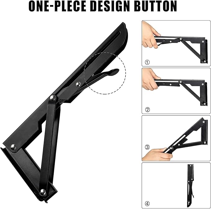 Folding Shelf Brackets - 24 Inch 2 Pcs Heavy Duty Metal Collapsible Triangle Shelf Bracket, DIY Wall Mounted Shelf Bracket, Space Saving for Bench Table