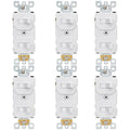 Baomain 6-Pack Double Toggle Light Switch,15 Amp 125V Two Single Pole Residential Grade,On/Off Electrical Wall Switch Self-grounding, Glossy White ETL Certified