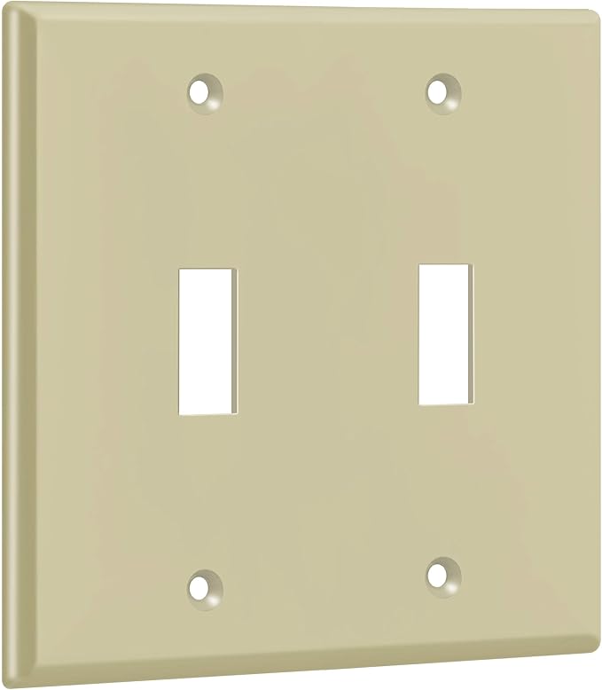 ENERLITES Toggle Light Switch Wall Plate, Gloss Finish, Size 2-Gang 4.50" x 4.57", Unbreakable Polycarbonate Thermoplastic, 8812-I, Ivory