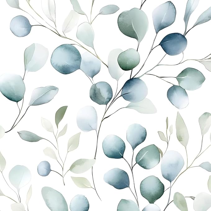 Danodoi Blue Green Vintage Leaf Peel and Stick Wallpaper 17.5" x 118" | Waterproof Vinyl Self Adhesive Removable Renter Friendly Floral Contact Paper