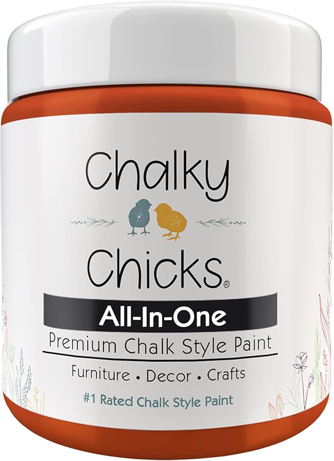 Chalky Chicks 8 Fl Oz Matte Pumpkin Pie (Orange) Chalk Paint for Furniture Without Sanding - No Prep Furniture Paint No Sanding All in One for Crafts, Walls, Cabinet, Metal, Dresser, Farmhouse
