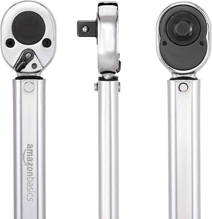Amazon Basics 1/2-inch Drive Click Torque Wrench, 20-150 foot-lb, 27.1-203.5 Nm, Sturdy Construction with Storage Case