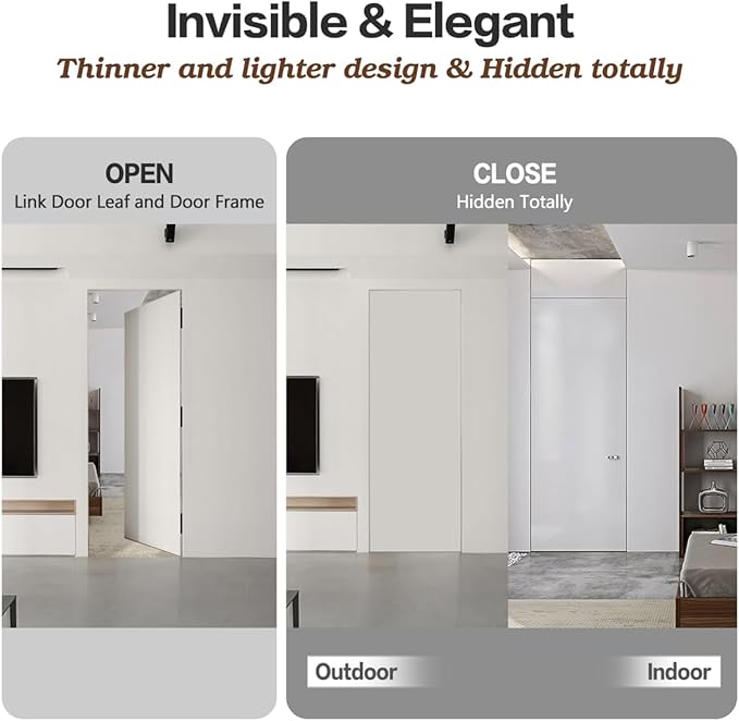 Onedaful 2 Kits 7 inch Stainless Steel Hidden Door Hinges Invisible Hinges for Door, 180 Degree Swing Concealed Hinges, 3 Way Adjustable & Heavy Duty for Secret Door (Load-Bearing Up to 170lbs)