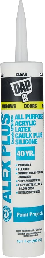 12 Pack of 10.1 oz DAP 18071 Alex Plus Clear All Purpose Acrylic Latex Caulk Plus Silicone