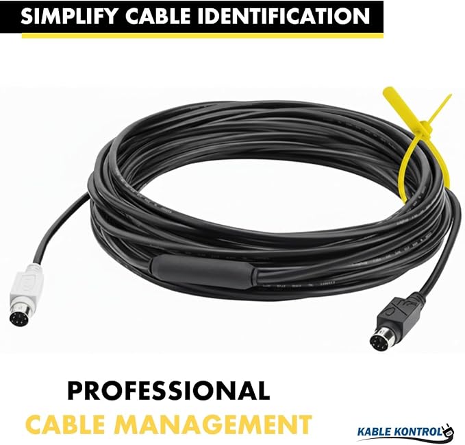 Kable Kontrol Serialized Write-On Flag Zip Ties, 6 Inch 100 Pcs – Yellow | Numbered Cable Ties with Narrow Flag Writable ID Tag Nylon Self-Locking Wire Marker Labels & Tie Straps