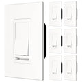 Amico Dimmer Light Switch, Single-Pole or 3-Way Slide Dimmer Switches for Led Lights, Suitable for 150W Dimmable LED/CFL and 600W Incandescent/Halogen, Wall Plate Included, ETL Listed, 6 Pack, White