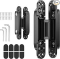 7" 2 pcs Hidden Hinges for Doors Invisible Hinges Concealed Zinc Alloy 180 Degree Swing 3 Way Adjustable Butt Silent Door Hinge 7 x 2.8 x 1 inch (Black