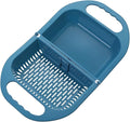 Kitchen Strainers Folding Drain Basket Leaking Fruit Box Vegetable Container Rack Sink With Handle Storage Baskets Tools Kitchen Accessories(Blue)