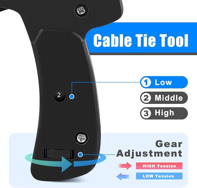 Knoweasy Cable Tie Gun and Cable Tie - Fastening and Flush Cutting Tool with Steel Handle Zip Tie Gun for Nylon Cable Ties