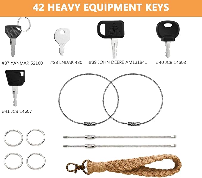 84 Heavy Equipment Keys Master Set, Construction Ignition Key for Cat Caterpillar Case JD John Deere Hyster Komatsu Kubota Yanmar Daewoo Takeuchi Ford New Holland Volvo JCB & etc