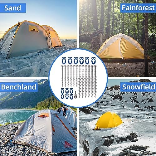 Homeon Wheels Aluminum Ground Anchor Kit, 12-Pack Heavy-Duty Screw Stakes