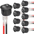 Twidec/10Pcs 12V Round Rocker Switch ON Off AC 6A/250V 10A/125V SPST 2 Pin 2 Position 12 Volt DC Circle Toggle Switch for Car Boat Automotive RV Black with Wires KCD1-5-101-ON-OFF
