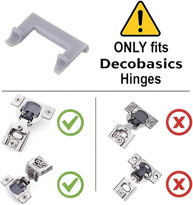 (Decobasics ONLY) Cabinet Restrictor Clips (60 Pack)- 86° Degree Angle Cabinet Door Hinge Restrictor Clip for Soft Close Hinge-90° Opening Kitchen Soft Close Cabinet Hinges Restraints Restriction Clip