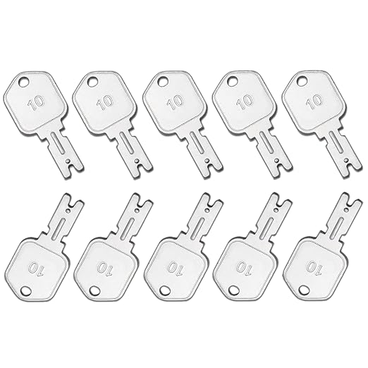 Construction Ignition Keys, 10 Pack 166 Forklift Key Hyster Heavy Equipment Keys for Clark Yale Hyster Komatsu Crown