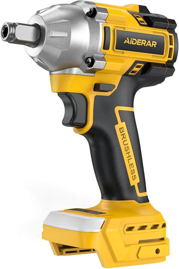 20V Cordless Impact Wrench for DeWalt Battery 500Nm (369Ft-Lbs) | 1/2" & 1/4" Brushless Impact Gun, 2-Speed High Torque Power Tool for Tire Removal, Rusted Bolts, Car Maintenance(No Battery)