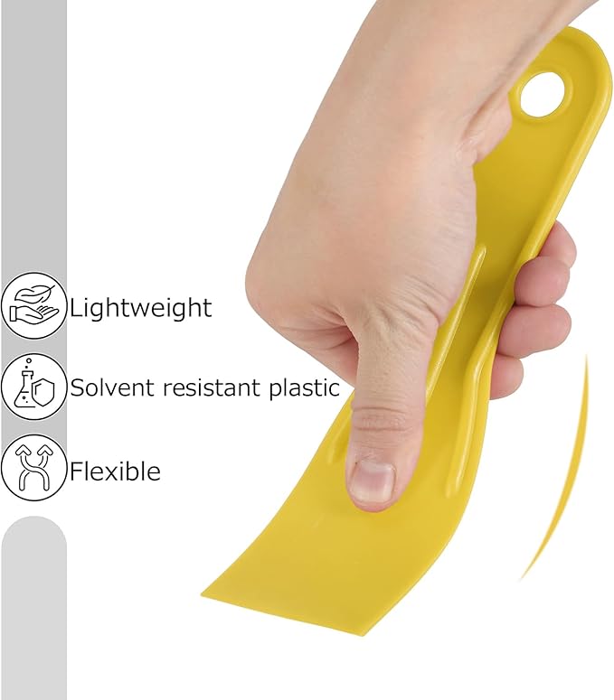 Bates 6 Pack Plastic Putty Knife Set - Black & Yellow, Paint Scraper, Spackle Tool, Spreader
