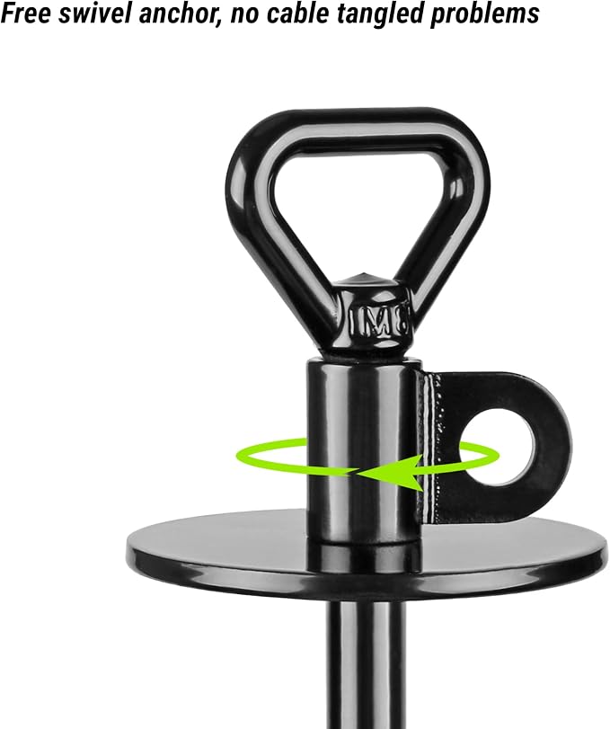 SELEWARE Dog Tie Out Stake 360° Swivel Dog Anchor Outdoor Dog Ground Anchor | 15" Long Anti-Rust Heavy Duty Dog Stake for Large Dogs up to 220 lbs, Easy Install with Twist Rod for Yard, Camping Outside