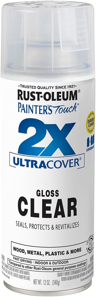 Rust-Oleum 334029-2PK Painter's Touch 2X Ultra Cover Spray Paint, 12 oz, Gloss Clear, 2 Pack