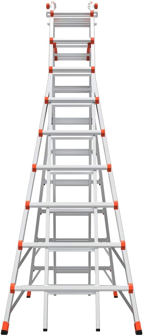 Little Giant Ladders Skyscraper M17, Adjustable Step Ladder, 9–17 Ft, Aluminum, 300 lb Load Capacity, Type 1A Extra Heavy Duty, 20.7-Ft Reach (10110)