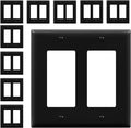 ENERLITES Decorator Light Switch or Receptacle Outlet Wall Plate, Gloss Finish, Size 2-Gang 4.50" x 4.57", Unbreakable Polycarbonate Thermoplastic, UL Listed, 8832-BK-10PCS, Black (10 Pack)