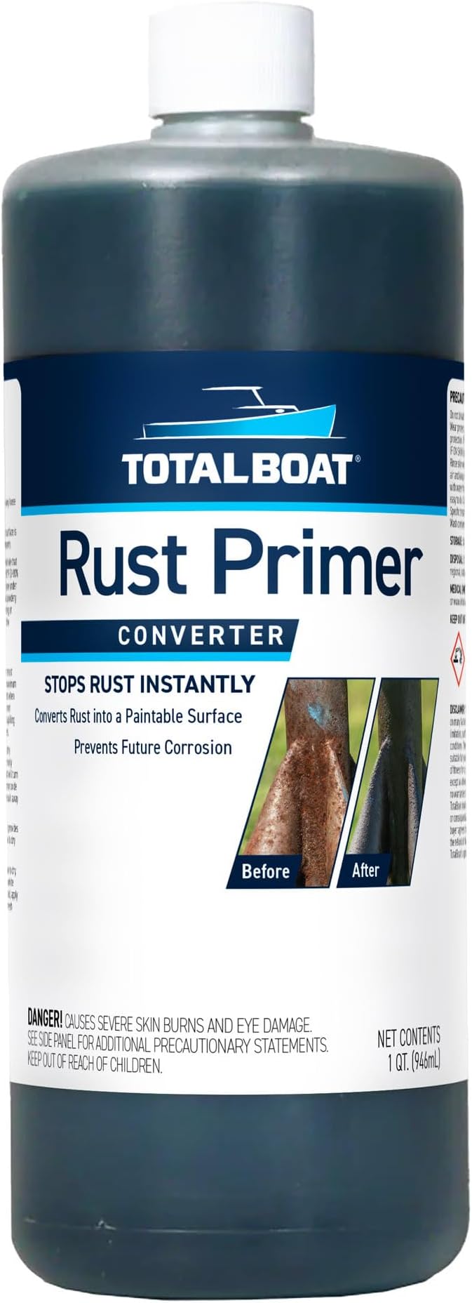 TotalBoat Rust Primer Converter | Metal Treatment Stops Rust For Professional Repairs - Quart