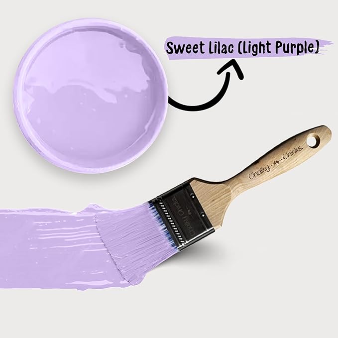 Chalky Chicks 8 Fl Oz Matte Sweet Lilac (Light Purple) Chalk Paint for Furniture Without Sanding - No Prep Furniture Paint No Sanding All in One for Crafts, Wood, Walls, Cabinet, Metal, Dresser
