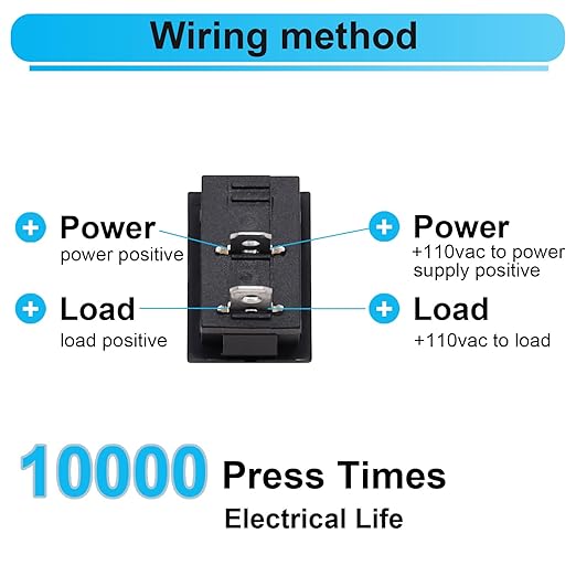TWTADE 8Pcs 12V Rocker Switch On/Off 2 Pin 2 Position SPST Car Auto Boat Rocker Toggle Switch AC 6A/250V 10A/125V KCD1-1-101