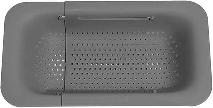 Draining rack Foldable Sink Filter Rectangular Plastic Drain Basket for Draining Pasta and Cleaning Fruits and Vegetables (Green/Pink) Sink Strainer Basket(Gris)