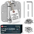 A1 ProGuard - Self Closing Spring Loaded Hinges, 3.5 Inch, Adjustable Tension for Garage, Front, Back Door, Door Closer Hinge, UL Listed, Left/Right Hand, 5/8'' Radius Corners, Brushed Nickel, 2 Pack
