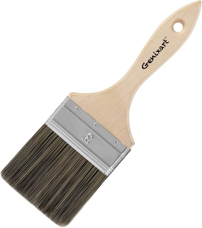 Double Thick Chip Paint Brush, Wood Stain Brushes for Painting Walls and Fence Staining, Wooden Handle Masonry Paintbrush for Varnish, Paste, Gesso and Limewash (3 inch)
