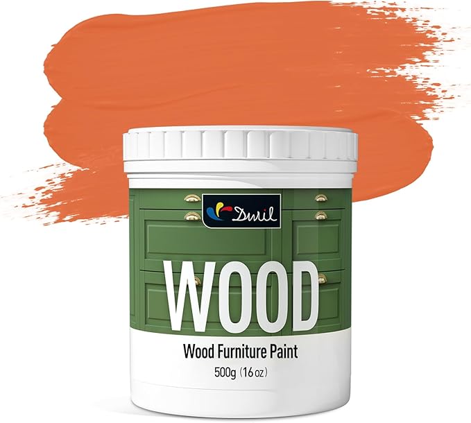 DWIL Matte Finish Furniture Paint - 16 Oz Wood Paint for Cabinets, Doors, Tables, and Dressers Refinishing - Water-Based, Non-Toxic & Odorless, Easy to Apply(Carrot Orange)-Without Tools