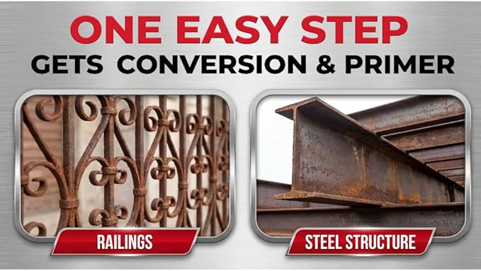 2-in-1 Rust Converter & Metal Primer, Black Rust Inhibitor Paint for Metal, Automotive Rust Reformer, Industrial Grade Water Based, Heat Resistance & UV Resistant. Made in the USA. As Low As ~$0.12 Per Sqft*