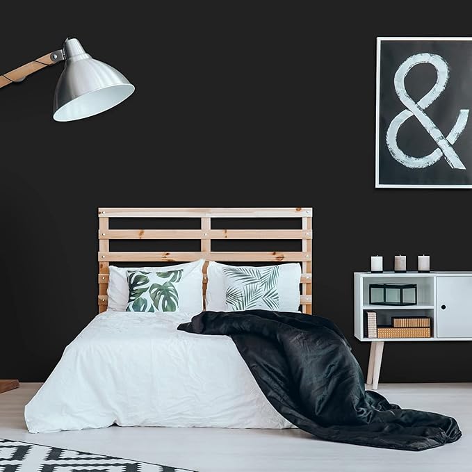 Black Self Adhesive Wallpaper Peel and Stick Contact Paper | 15.7 inch x 787.4 inch Solid Color Wallcovering for Kitchen Counter Top Reduce bubbles and wrinkles