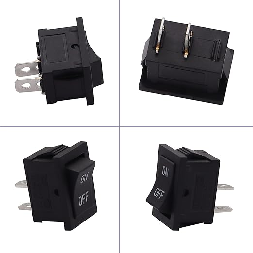 TWTADE 5PCS Latching Rocker Switch ON/Off 2 Pin 2 Position SPST Car Auto Boat Square Rocker Toggle Switch with Pre-Wired AC 10A/125V 6A/250V