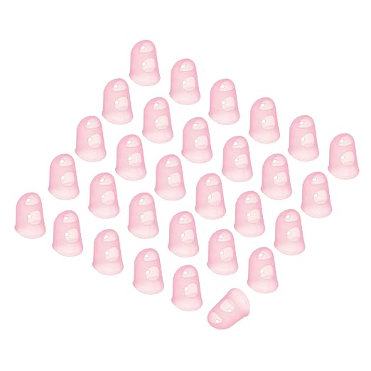 PATIKIL Finger Tip Covers Cots, Pink Silicone Finger Protectors Gloves Breathable Reusable Fingertip Caps with Air Holes for Dry Skin Finger Cracking, S, 30 Pcs