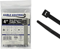 Kable Kontrol Cable Zip Ties 100 Pcs 4 Inch Black, 18 Lbs Tensile Strength, Self-Locking UV Resistant Plastic Nylon Wire Ties, for Indoor or Outdoor Use