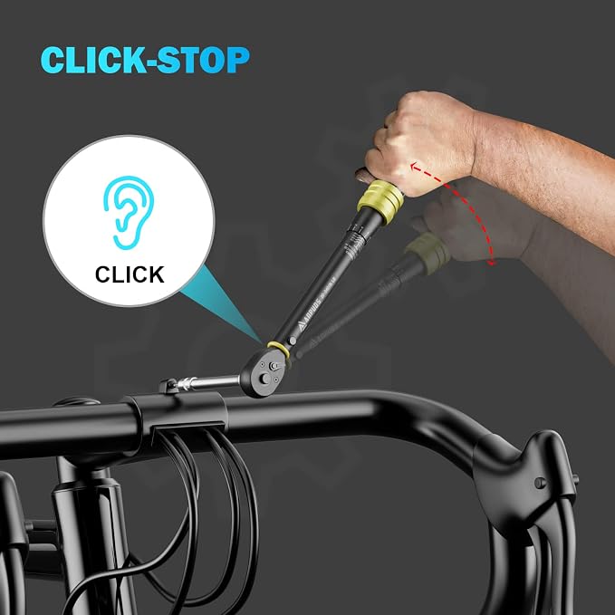1/4 Inch Click Torque Wrench, 20-240 in.lb/2.3-27.1 Nm, Lightweight | Inch Pound, Small Mini Bike Tool, ±3% Accuracy, 72-Tooth Dual Direction, Dual Range for Carbon Fiber Bicycle, MTB Maintenance