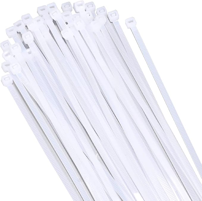 White Zip Ties 12 Inch Heavy Duty 120 Pounds Tensile Strength UV Resistant Cable Ties Self Locking Wide Industrial 12" Zipties Bulk Nylon Wire Ties Wraps 0.3 Inch Width Outdoor Use 1000 Pack