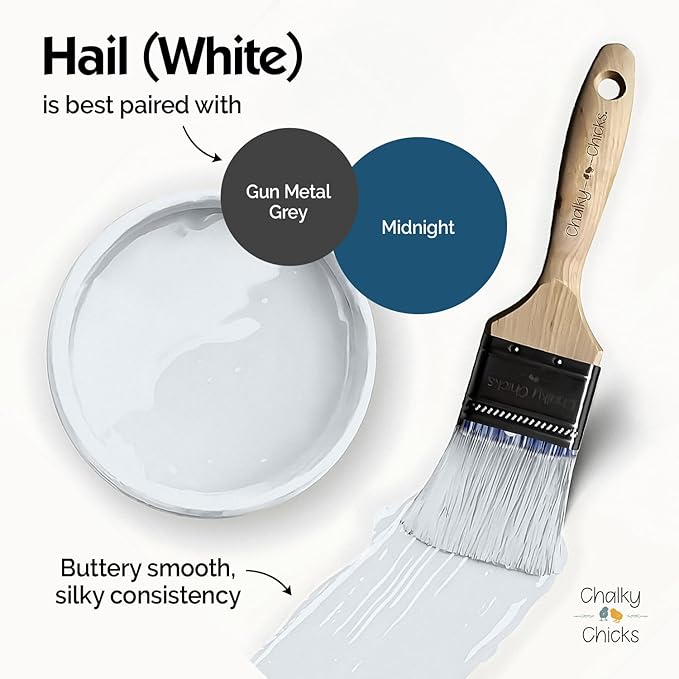 Chalky Chicks 4 Fl Oz Matte Hail White Chalk Paint for Furniture Without Sanding - No Prep Furniture Paint No Sanding All in One for Crafts, Wood, Cabinet, Walls, Metal, Dresser, Farmhouse, Cupboard