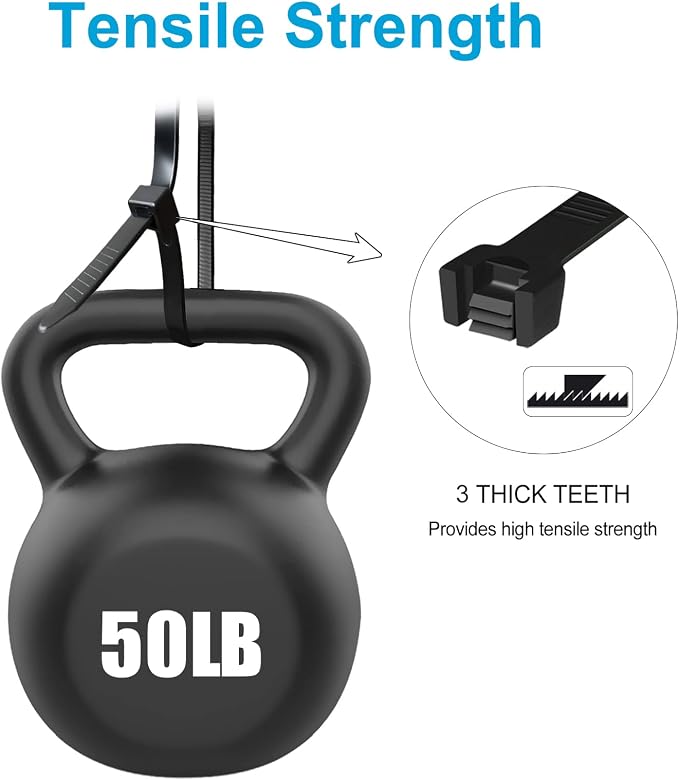Zip Ties 14 inch (100 Pack), Black, 50lb Tensile Strength, UV Resistant Cable Ties for indoor and outdoor by SKALON