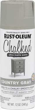 Rust-Oleum Country Gray Chalked All-in-One Ultra Matte Spray Paint | One Coat Coverage | No Primer, Sanding, Or Topcoat Needed | Easy Spray Application | Made in USA | 12 OZ