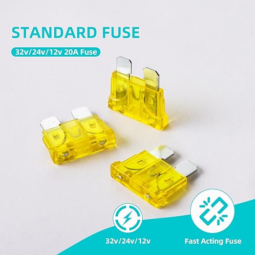20 Amp Fuses Stanbdard Fuses 20Pcs, 20A Car Fuse Blade for Automotive, Truck, Boat, Motorcycle, SUV