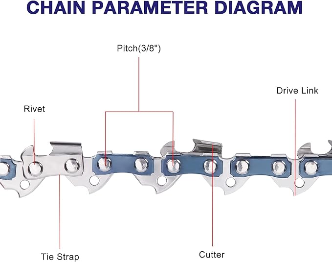 4 Pack 10 Inch Chainsaw Chain 3/8" LP Pitch .043'' Gauge 40 Drive Links fits Milwaukee, Ryobi, Worx, Craftsman and more
