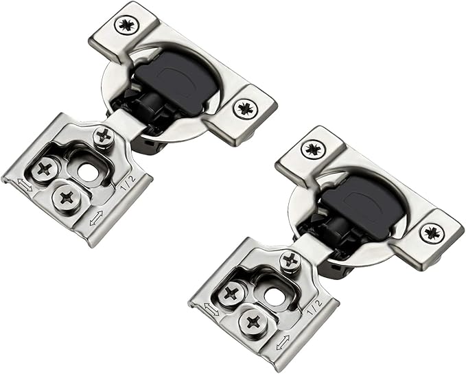 8 Pack 4 Pairs 1/2 inch Overlay Soft Close Hinges for Kitchen Cabinet Hinges Satin Nickel Hidden Hinges Stainless Steel Concealed Hinge self Closing