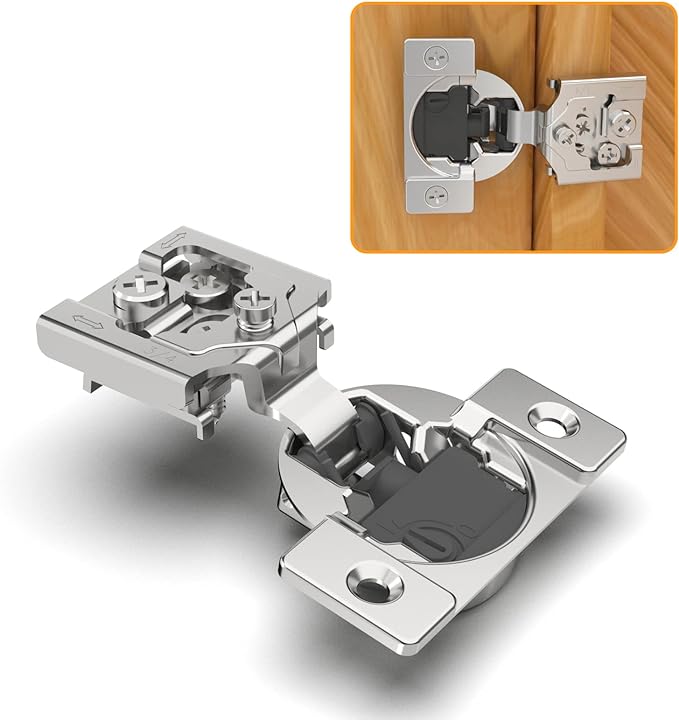 Chibery 20 Pack 3/4" Overlay 4D Soft Close Concealed Hinges for Face Frame Door, Adjustable Closing Speed, Smooth Slow Self Close Hinges, Satin Nickel, 105° Open Angle Stainless Steel Cabinet Hinges