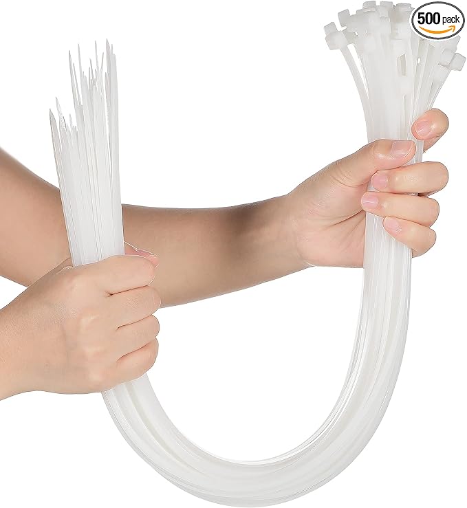 Shappy 500 Pack Long Zip Ties Heavy Duty, Ultra Exclusive Strong Cable Ties Large Industrial Electrical for Indoor Outdoor Plastic Wraps(White,24 Inch)